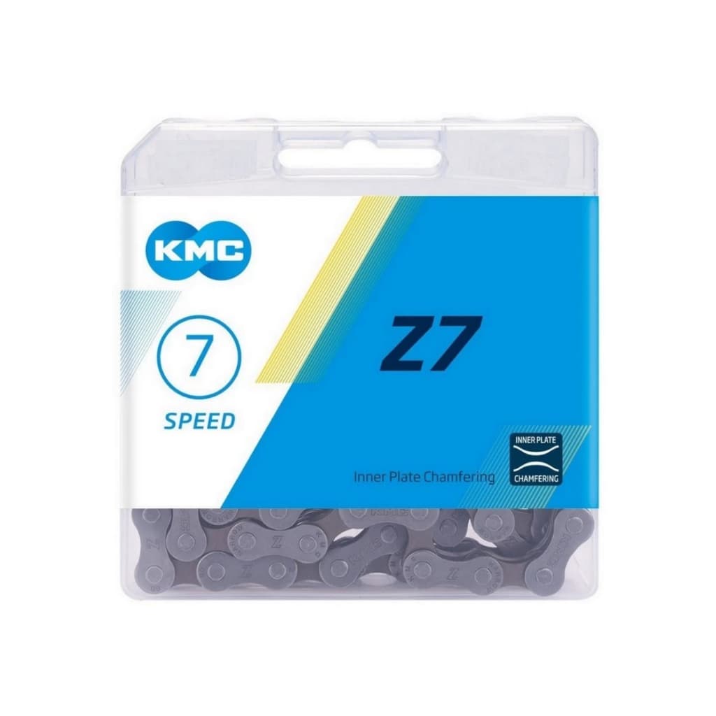 CORRENTE 7V KMC Z7 CINZA 116 ELOS C/ PINO 7V 14V 21V 3X7V MTB URBANA SPEED