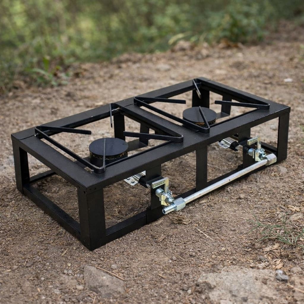 Fogão Industrial de Mesa 2 Bocas Pesca Fogareiro Camping Caminhoneiro 20x20 Portátil