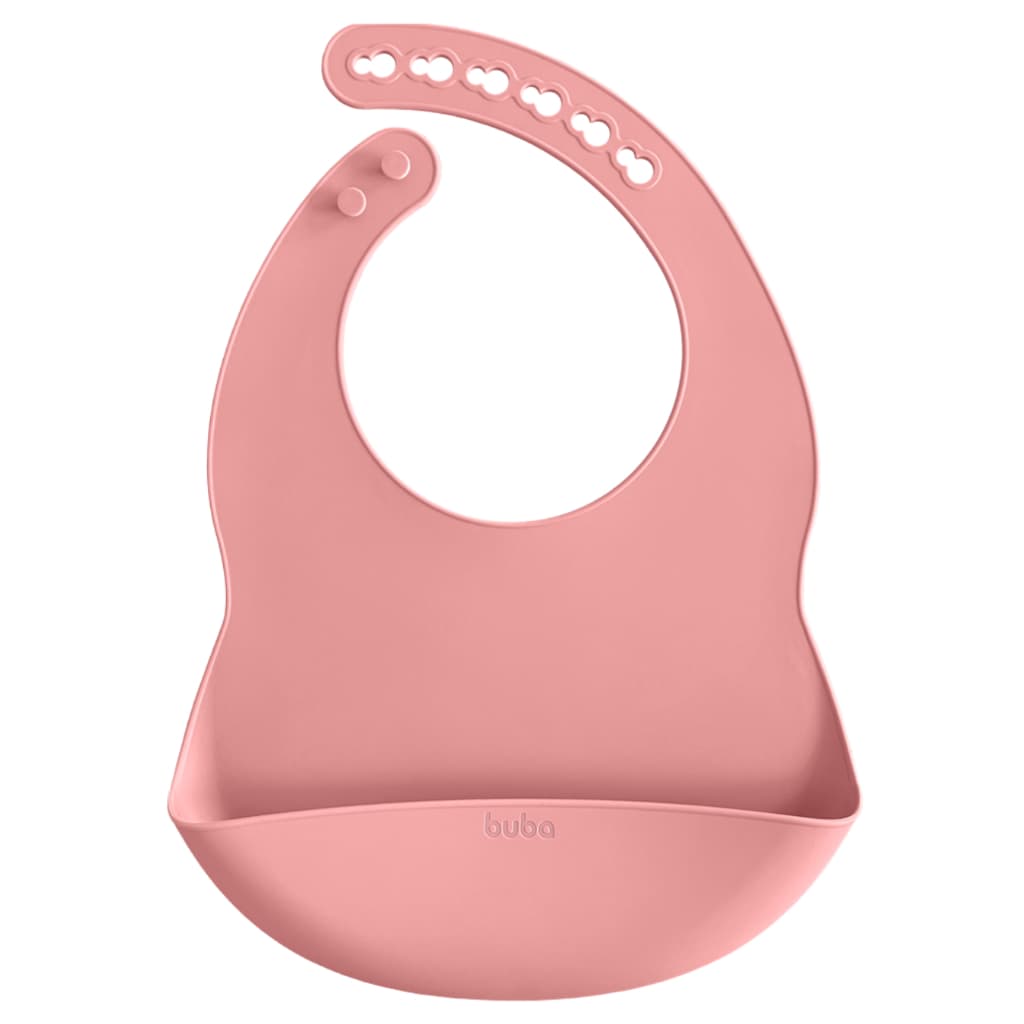 Babador em Silicone da Buba | Pega Migalha - Ajustável Cor Rosa