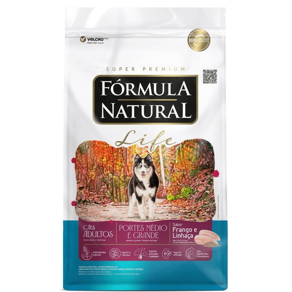 Ração Formula Natural Life 15kg Raça Media 15kg