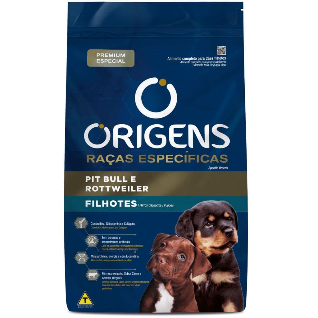 Ração Origens Premium Cães Filhotes Pit Bull e Rottweiler 15kg