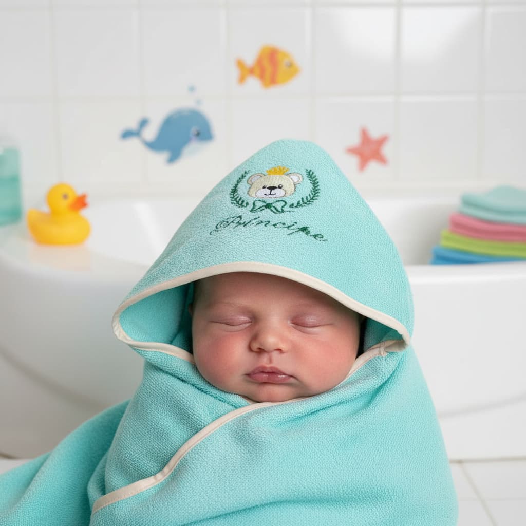 Toalha de banho Bebê com Capuz Bordado Felpuda Menino Menina + Mimo