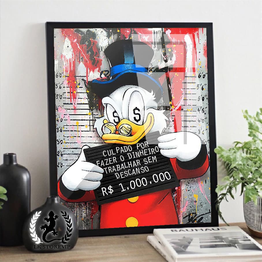 Quadro placa decorativa Tio Patinhas de luxo 60x40 Alta Qualidade 4k top