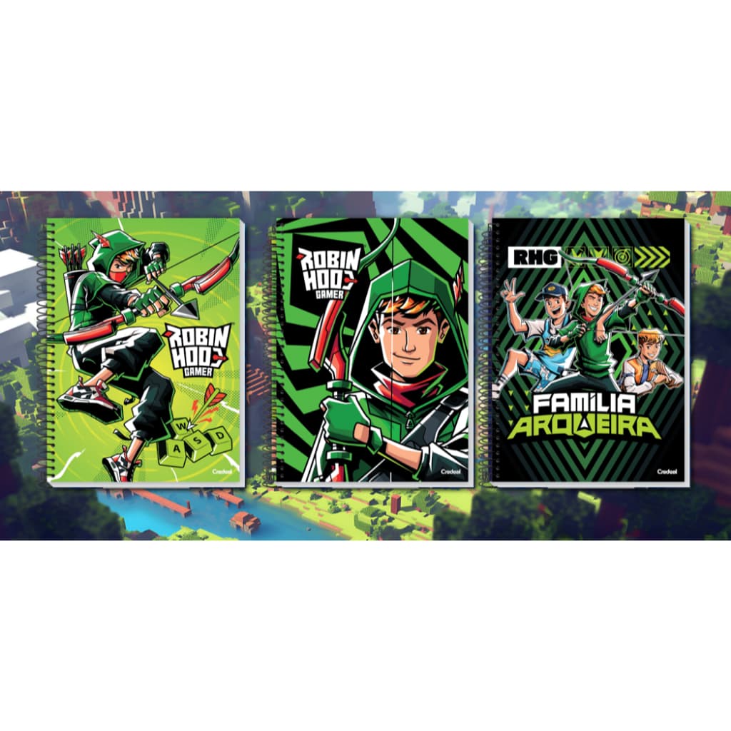 Caderno Universitário Robin Hood Gamer 1 Matéria 80 Folhas Credeal