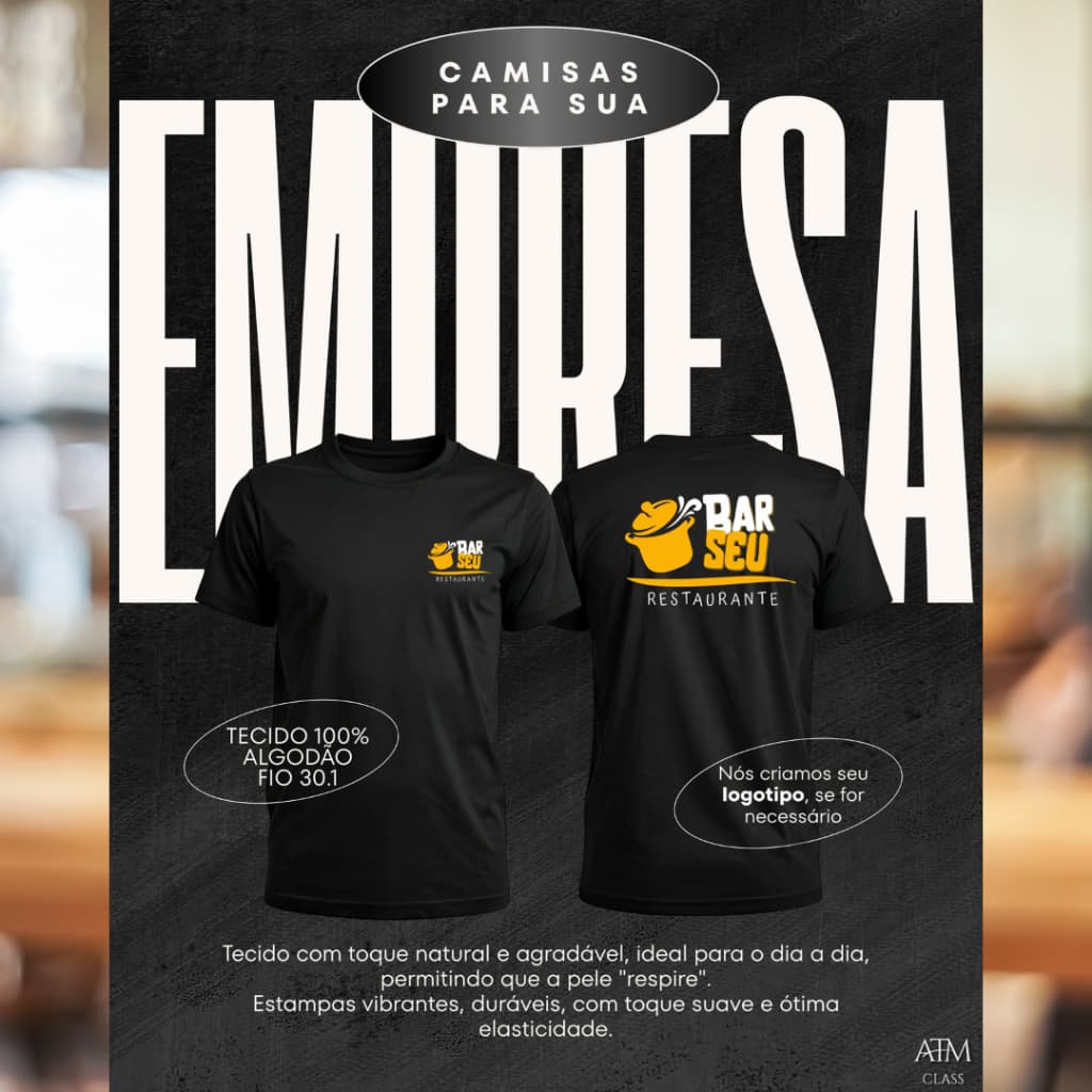 Camiseta Seu Uniforme Para sua Empresa Sua Logo Sua Marca 100% Algodão unissex Envio Imediato 24h