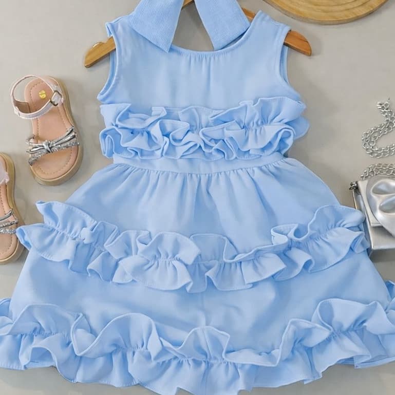 Vestido infantil forma de princesa con babados Menina de frufru
