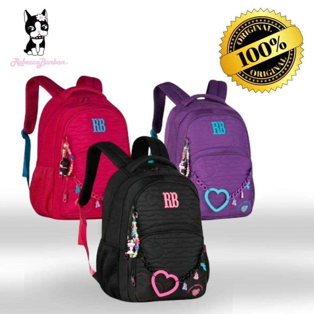 Mochila Rebecca Bonbon Heart Beats 17,5 Corações Rb27010