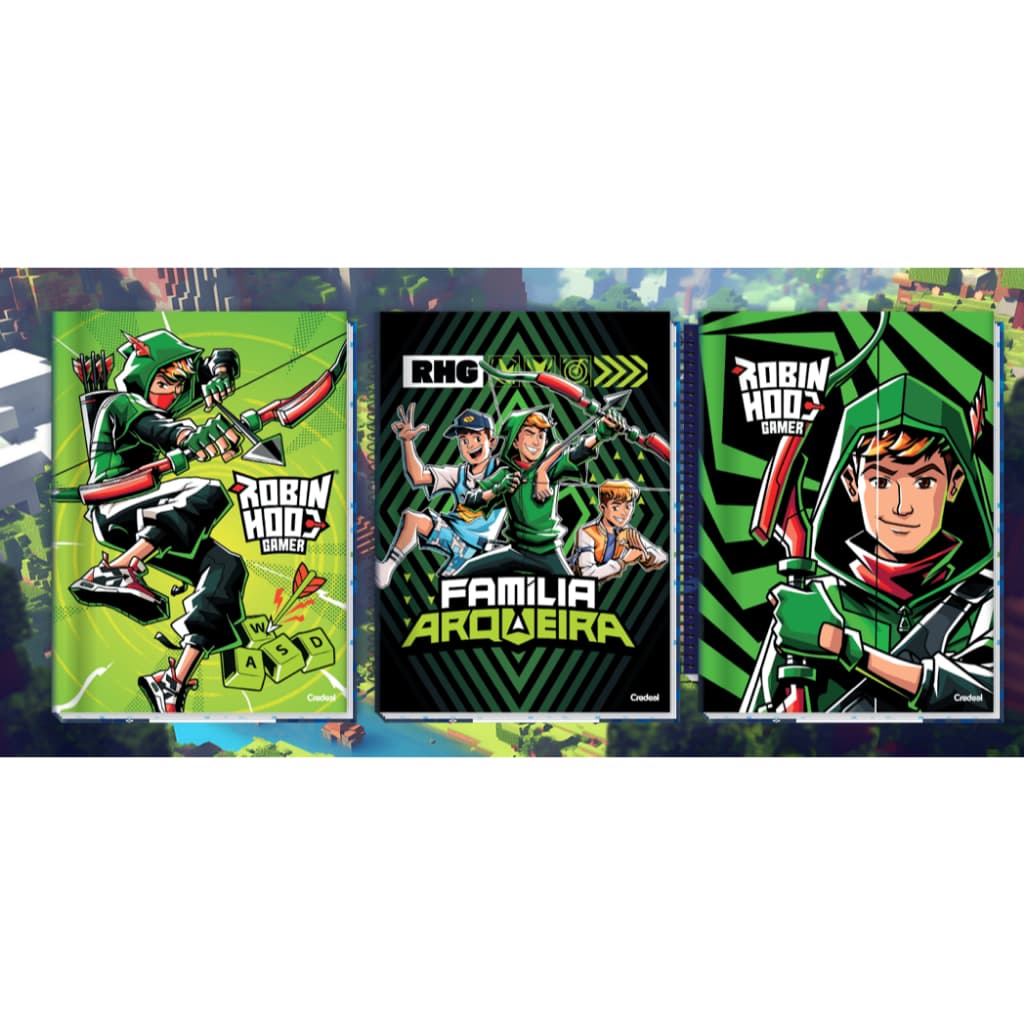 Caderno Brochura Robin Hood Gamer Capa Dura 80 folhas Credeal