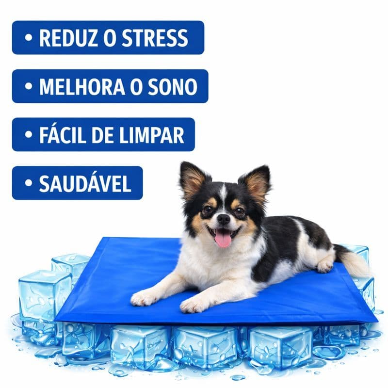 Tapete Refrescante Gelado 40x50cm Para Cachorro Gato Cão Pet Colchonete Azul