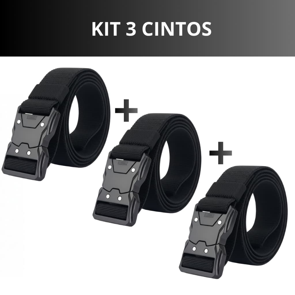 Kit 3 Cinto Tático Masculino Versátil 125 cm Fecho Prático Promoção