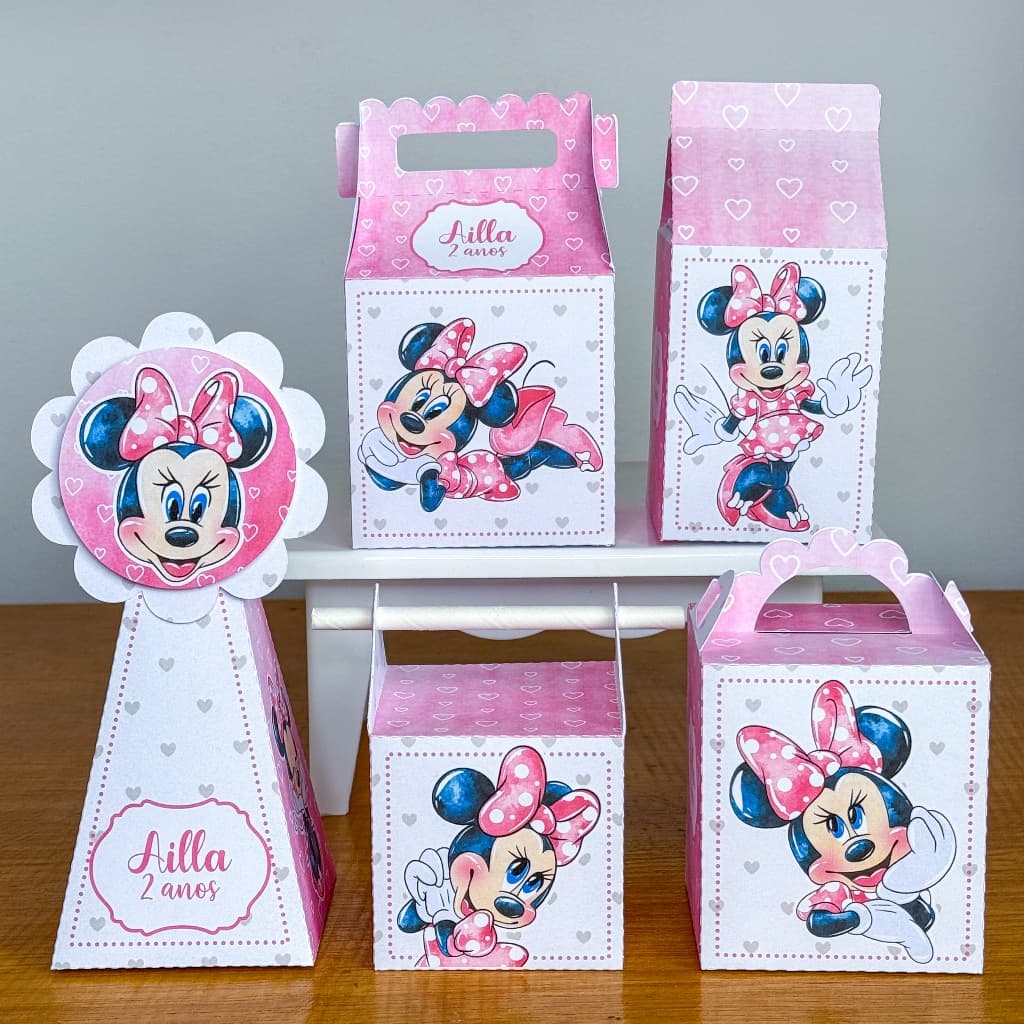 PEGUE E MONTE MINNIE ROSA PERSONALIZADO