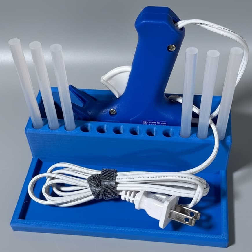 Suporte para Pistola de Cola Quente e Organizador de Bastões - Base Anti-Pingo com Bandeja