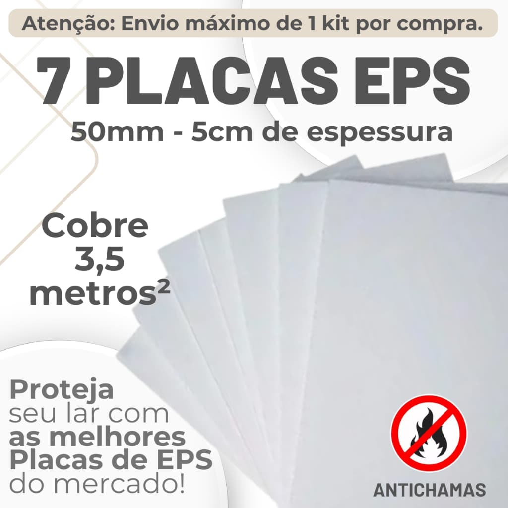 7 PLACAS FORRO DE EPS ANTICHAMAS 50 MM (5 CM) DE ESPESSURA TÉRMICO ACÚSTICO - ENVIO IMEDIATO