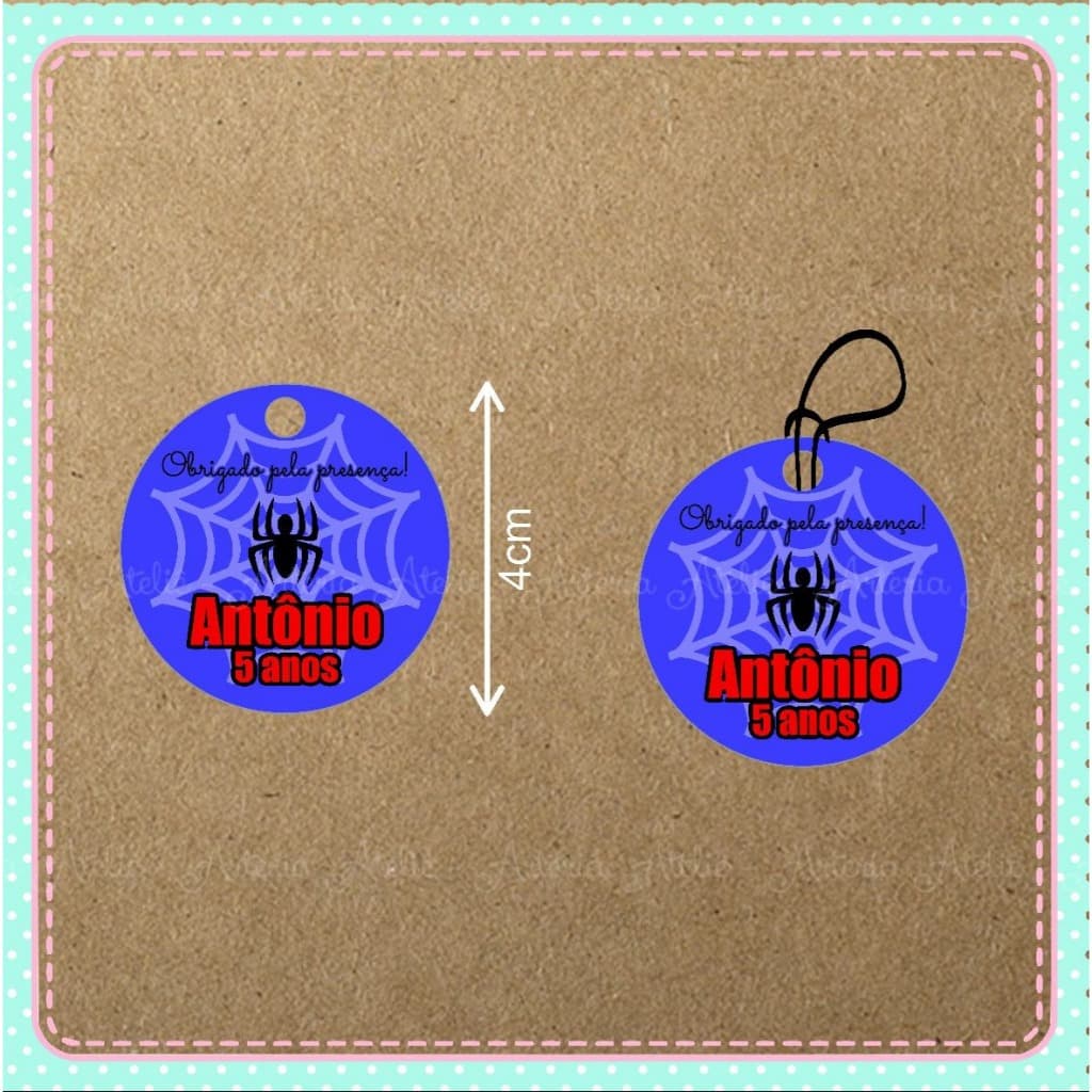 Tag de pendurar Garrafinha Sacolinha Lembrancinha Personalizada Decoração Festa teia de aranha menino