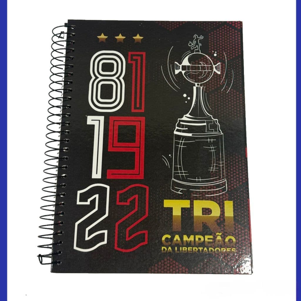 Caderno Escolar 15 Matérias 240 Folhas Capa Dura Espiral – Rubro Negro