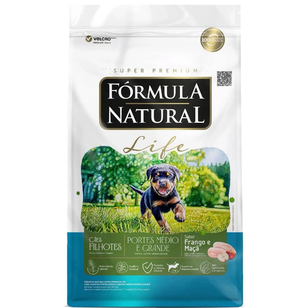 Ração Formula natural life para cão filhote porte medio 15kg