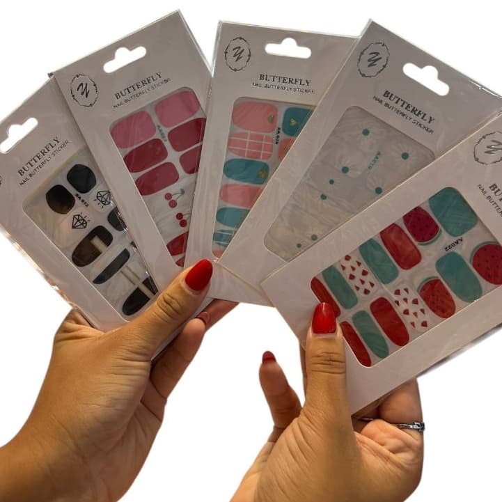 Adesivo de esmalte de purpurina cor pura Adesivo de esmalte *Envio Aleatório*