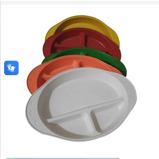 Kit com 10, 20 e 50 Pratos Infantil com Repartição Cores Sortidas.
