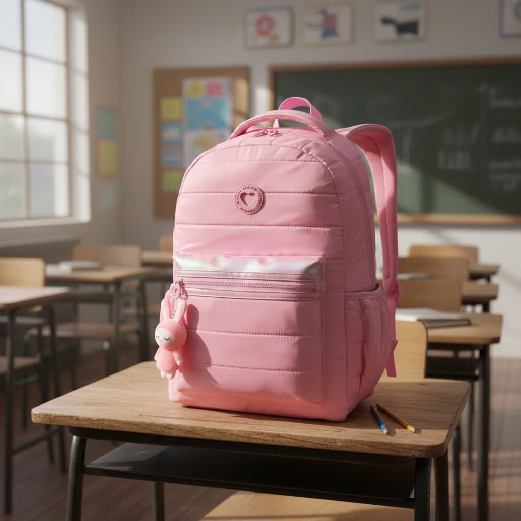 Mochila Juvenil Menina Escolar Passeio Costas Grande Chaveiro Volta as Aulas