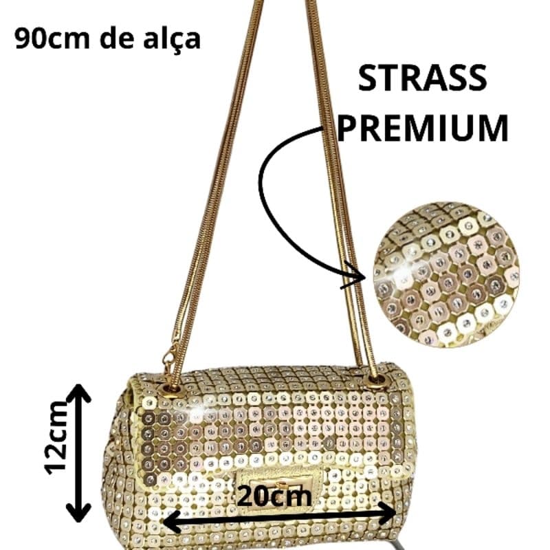 Bolsa feminina metálica com strass para festas e baladas promoção