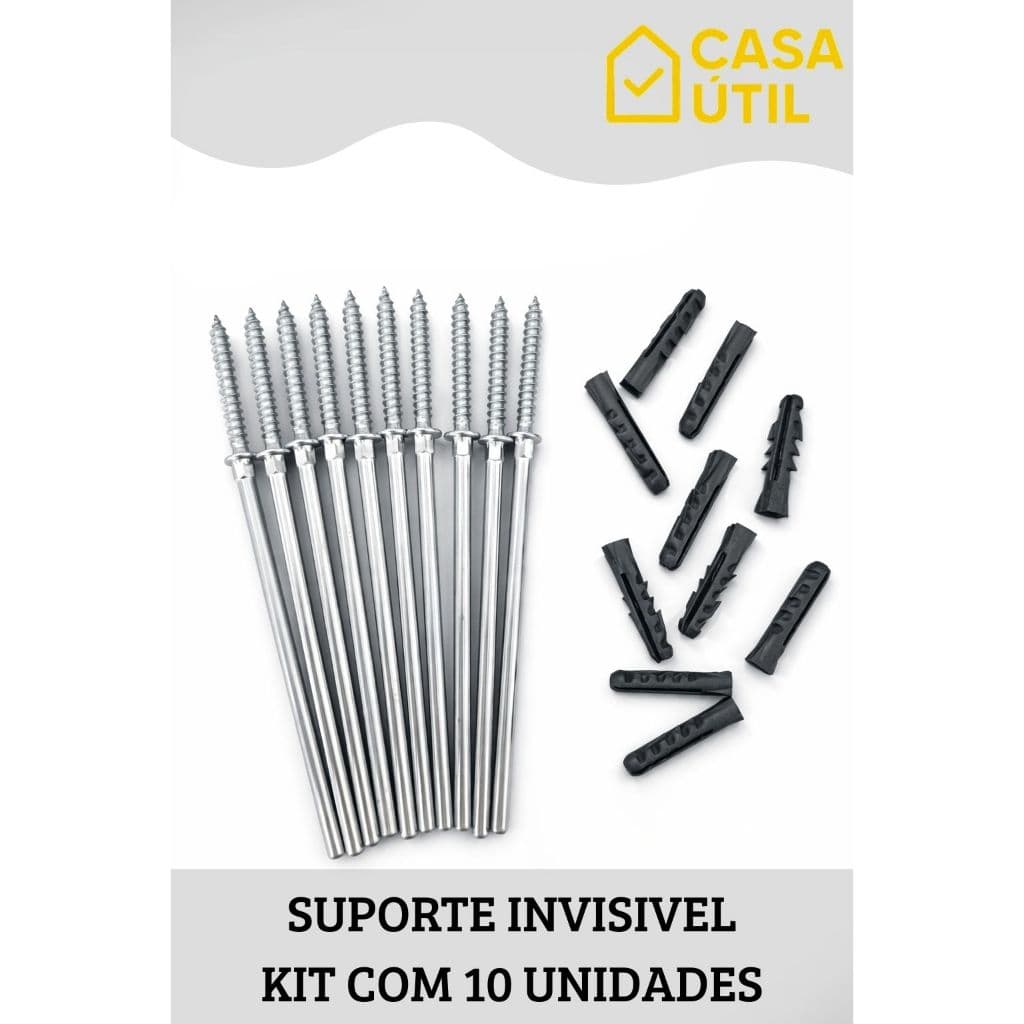 Suporte Invisível para Prateleira – Kit 10 Pinos + Buchas | Fixação Oculta Reforçada Profissional