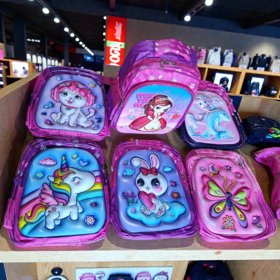 Mochila Escolar Infantil Feminina Reforçada Impermeável Grande Capacidade Estampas Coloridas 3D