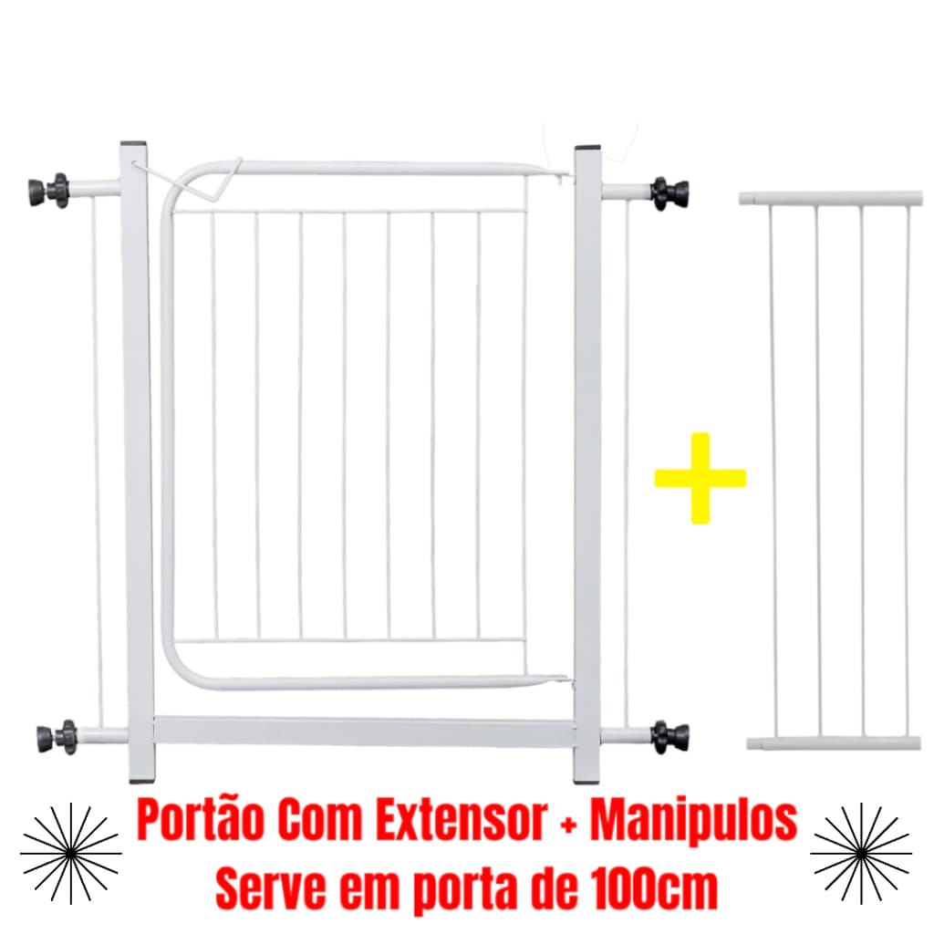 Portão Grade De Proteção Pet Crianças Bebes Reforçado De 80 cm A 100 cm- Cores