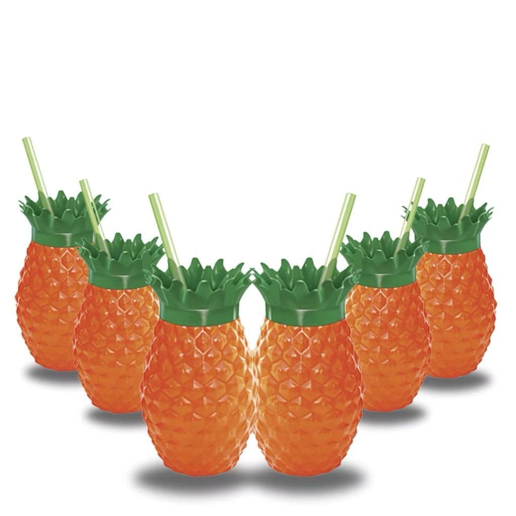 KIT 30 COPOS FORMATO FRUTA ABACAXI LARANJA COM CANUDO FESTA TROPICAL BOB ESPONJA FESTA POOL PARTY LEMBRANCINHA DECORAÇAO