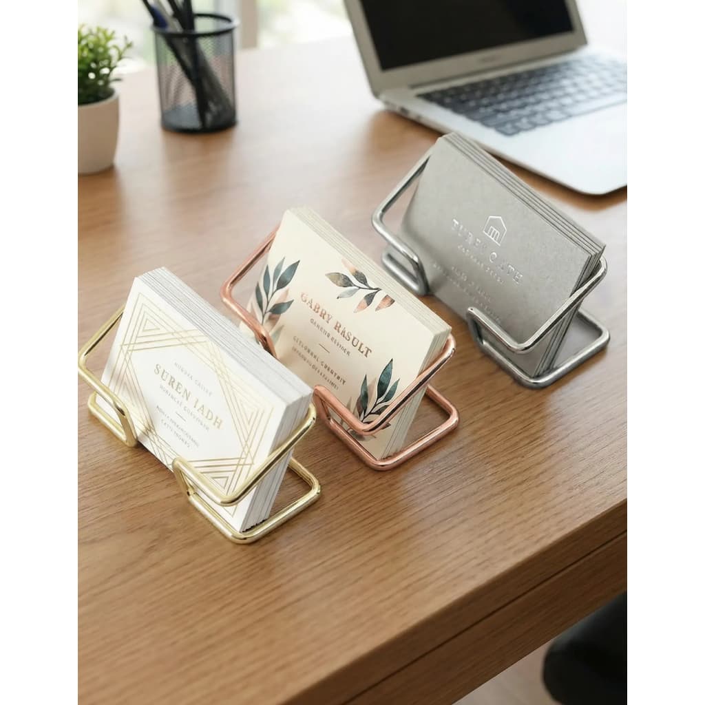 Porta Cartão de Visita Inox Metálico Profissional Luxo 3 Cores Dourado Rose Prata