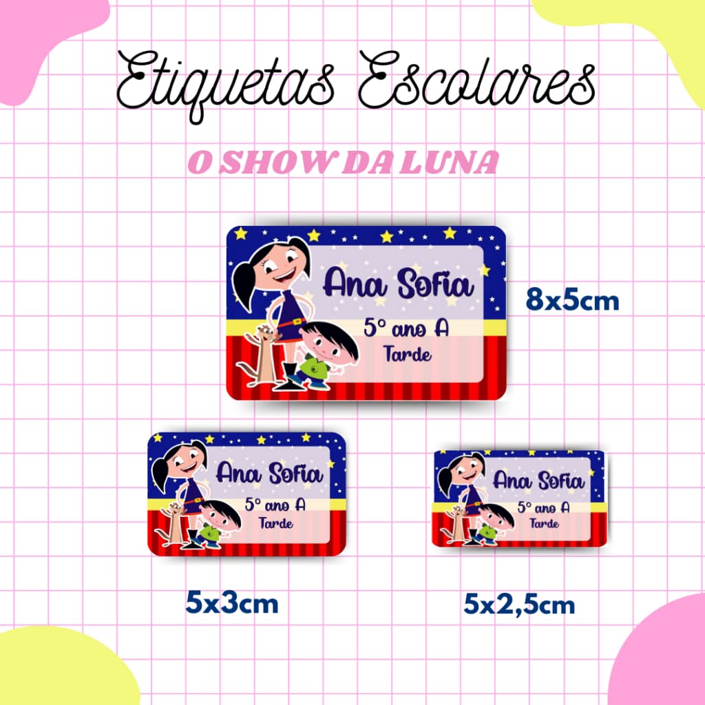 Kit Etiqueta Escolar Show da Luna l Adesivos Escolar l Etiquetas Personalizadas l Material Escolar l Volta as Aulas
