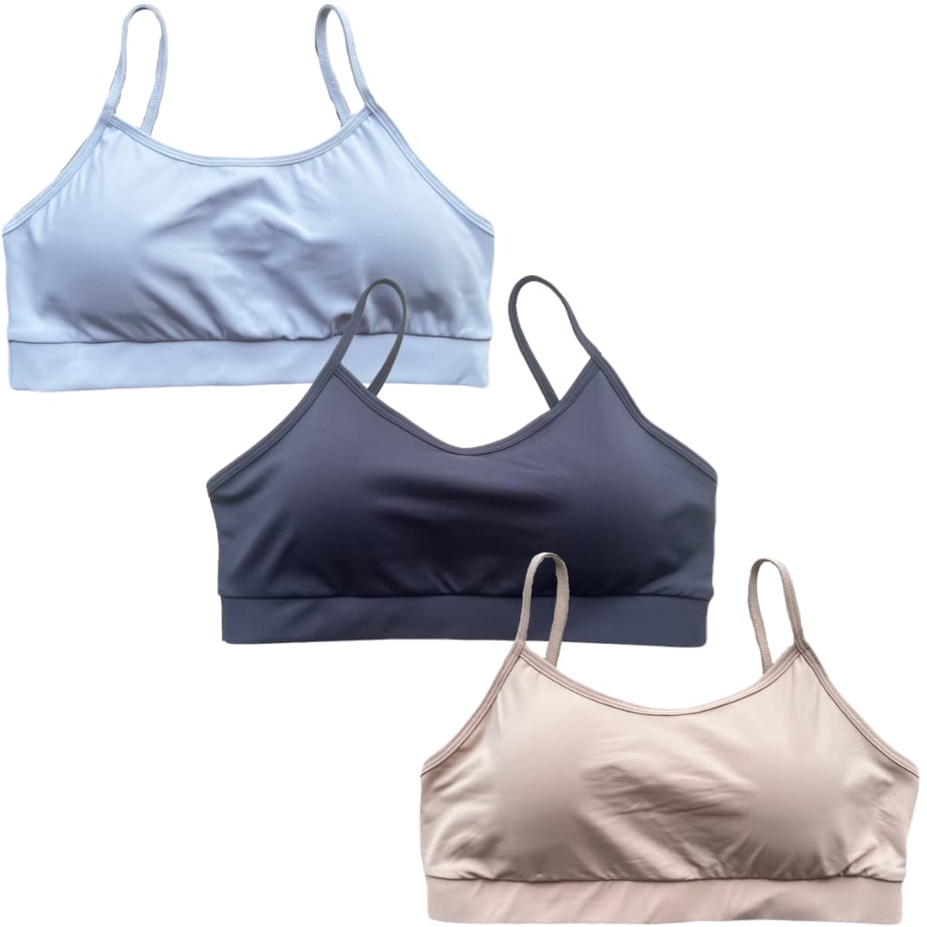 Kit 3 Tops Femininos Fitness Poliamida Bojo Removível Alças Finas Top Academia Leve