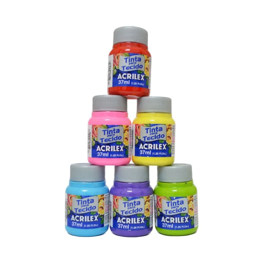 Tinta para Tecido Acrilex Fosca 37ml para Artesanato Pintura em Tecido e Roupas Várias Cores