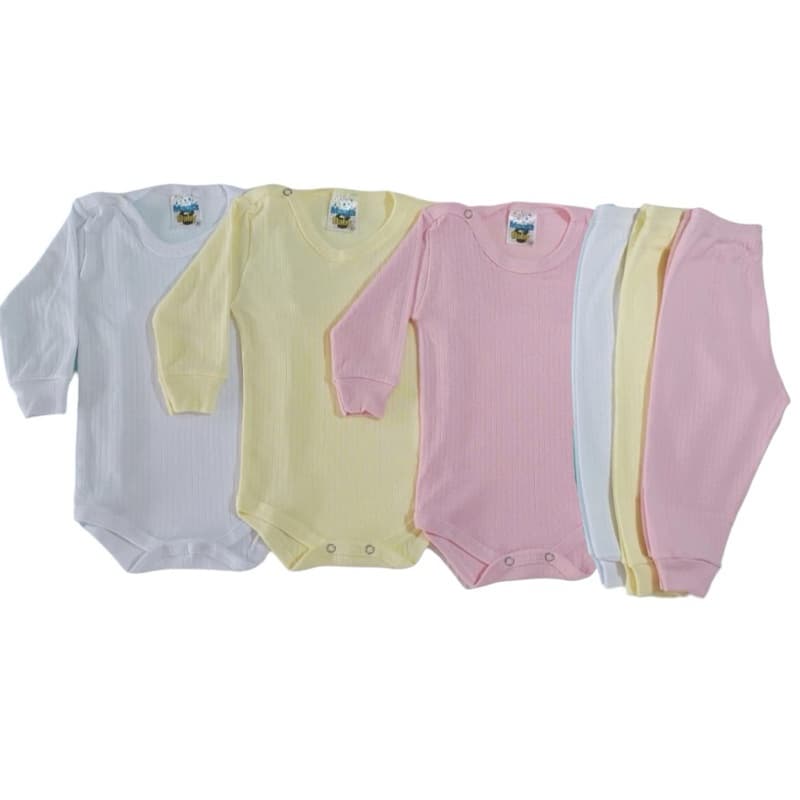 Kit Conjunto Bebê 6 Peças Menina Body e Calça Malha Algodão