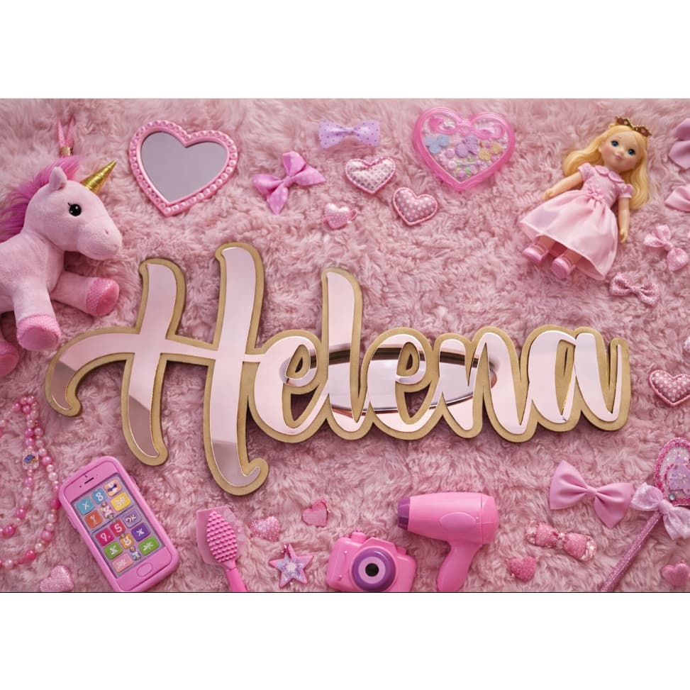 Nome Decorativo Personalizado em Acrílico Espelhado Alta Qualidade 2 camadas