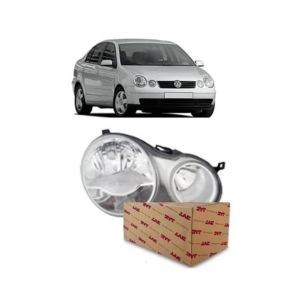 Farol Polo 2003 a 2006 Foco Duplo Máscara Cromada tyc