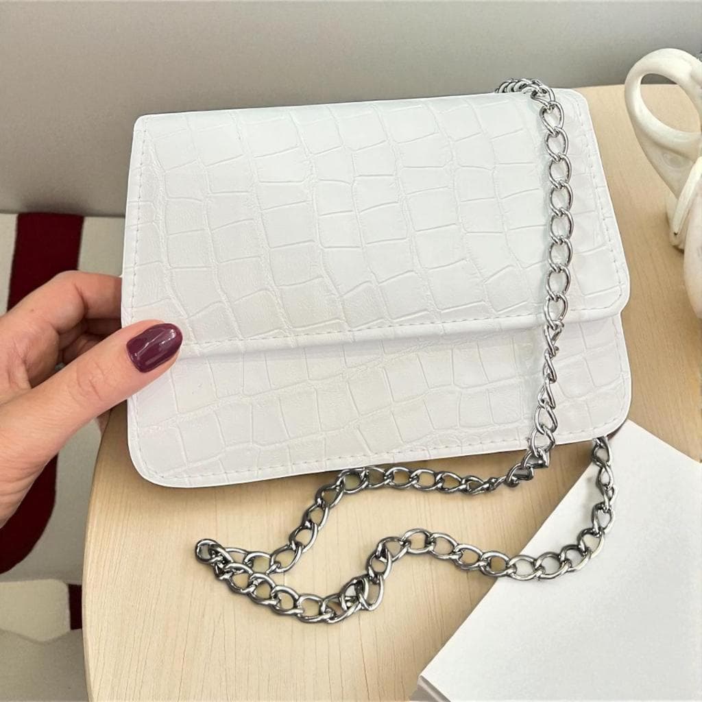 Bolsa Feminina Croco Estilosa Festa Pequena Transversal Elegante