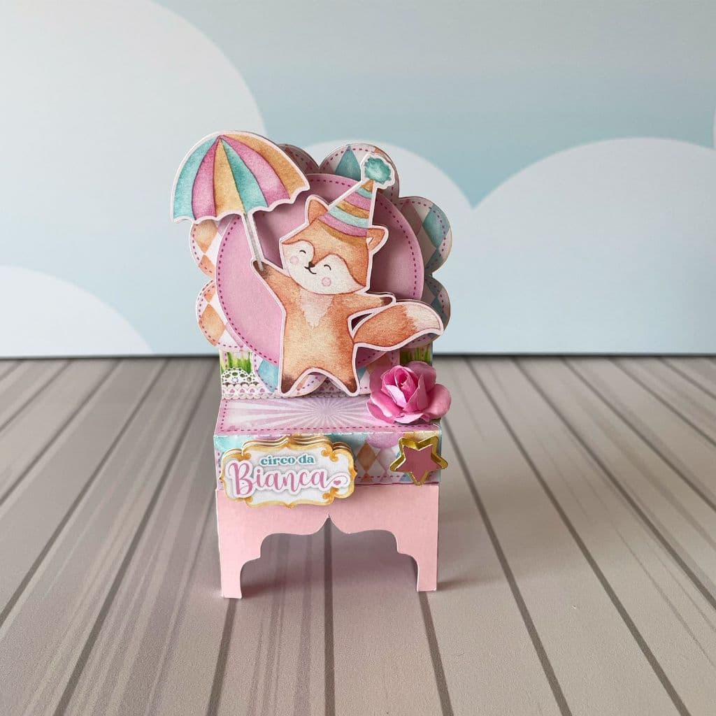 ✨ BIS Duplo Luxo - Circo Rosa, Menina, Aquarela - Papelaria Personalizada - Lembrancinha de Festa