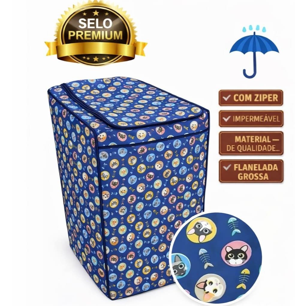 Capa para máquina impermeável tecido grosso forrado de 12kg 13kg 14kg 15kg Brastemp/eletrolux/consul