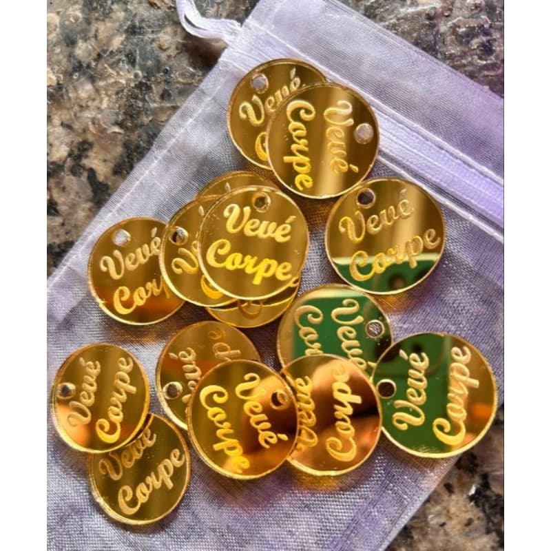 Tag personalizado 20 peças Acrílico Dourado