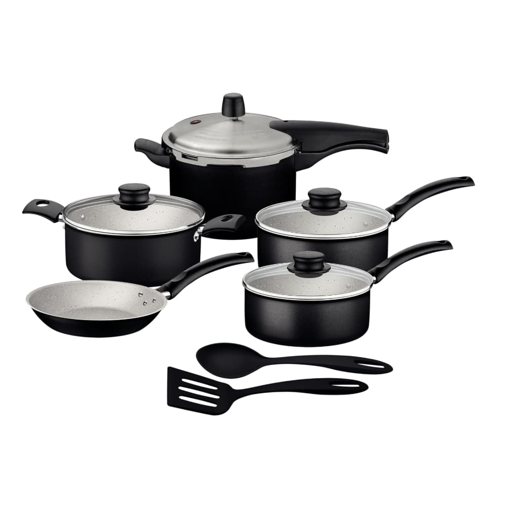 Jogo de Panelas Tramontina 7 Peças Turim Antiaderente Starflon Max Preto Com Panela de Pressão 4,5l