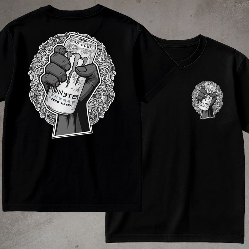 Camiseta Monster Masculina Camisa Energy Branco 100% Algodão Estilosa Streetwear