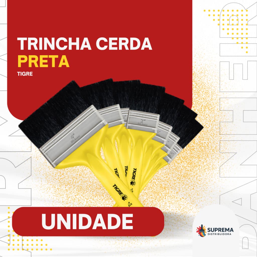 Trincha Pincel Profissional Pintura Tigre  para Esmalte e Óleo Cerda Preta REF. 519 – Pintura Precisa e Profissional.