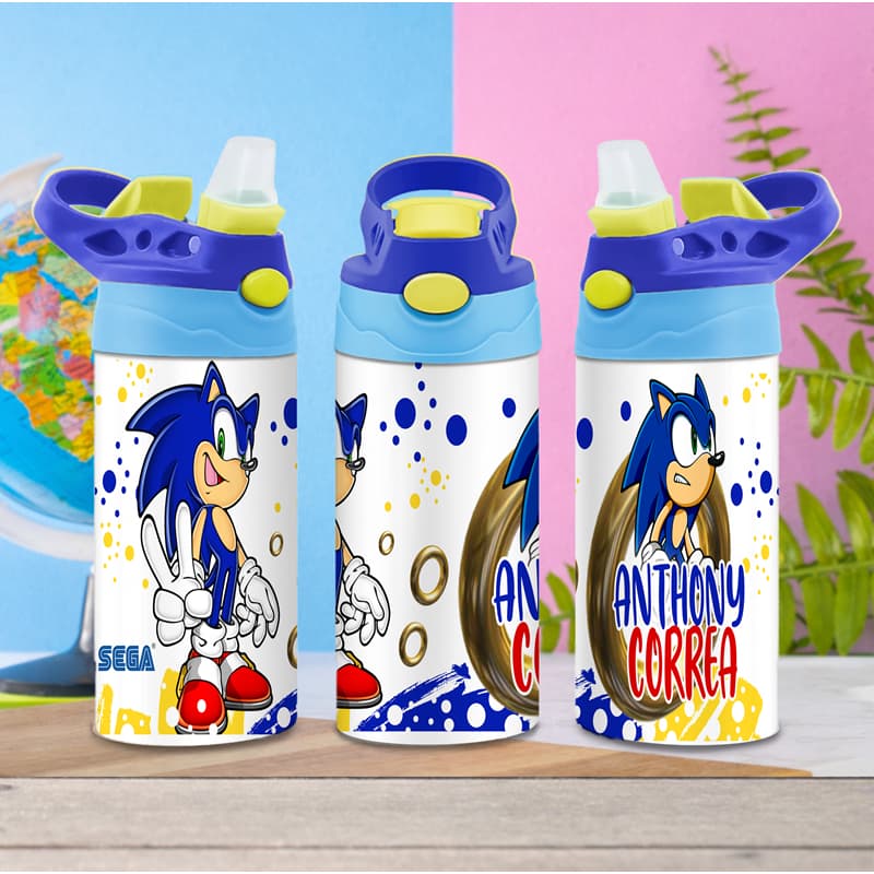 Squeeze Infantil Garrafa Personalizado semi térmico Colorido Retratil de silicone 500ml