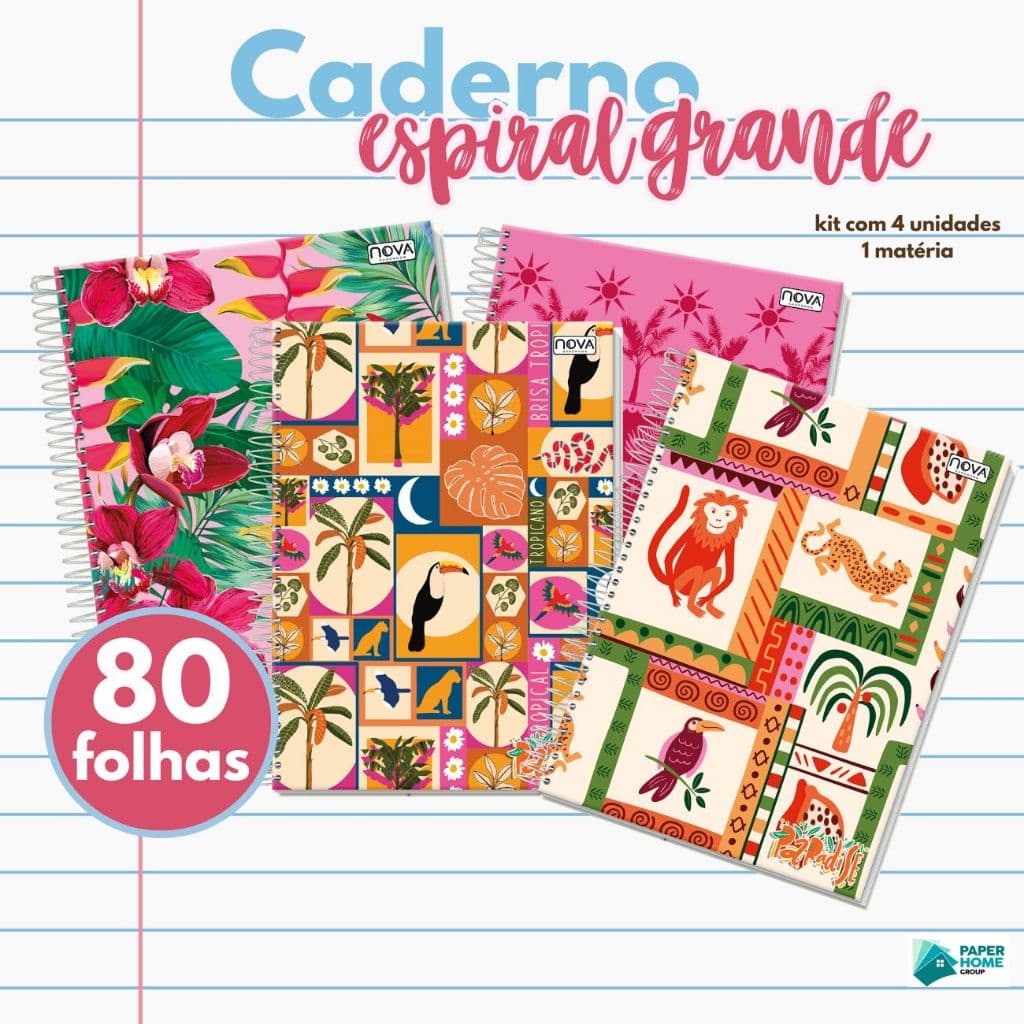 Caderno Capa Dura Paradise Floral Tropical 1 Matéria
