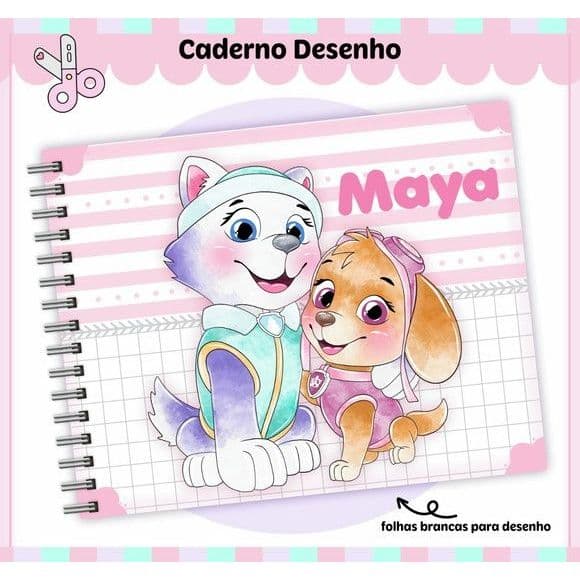 caderno desenho escolar 50 folhas A5 personalizado qualquer tema