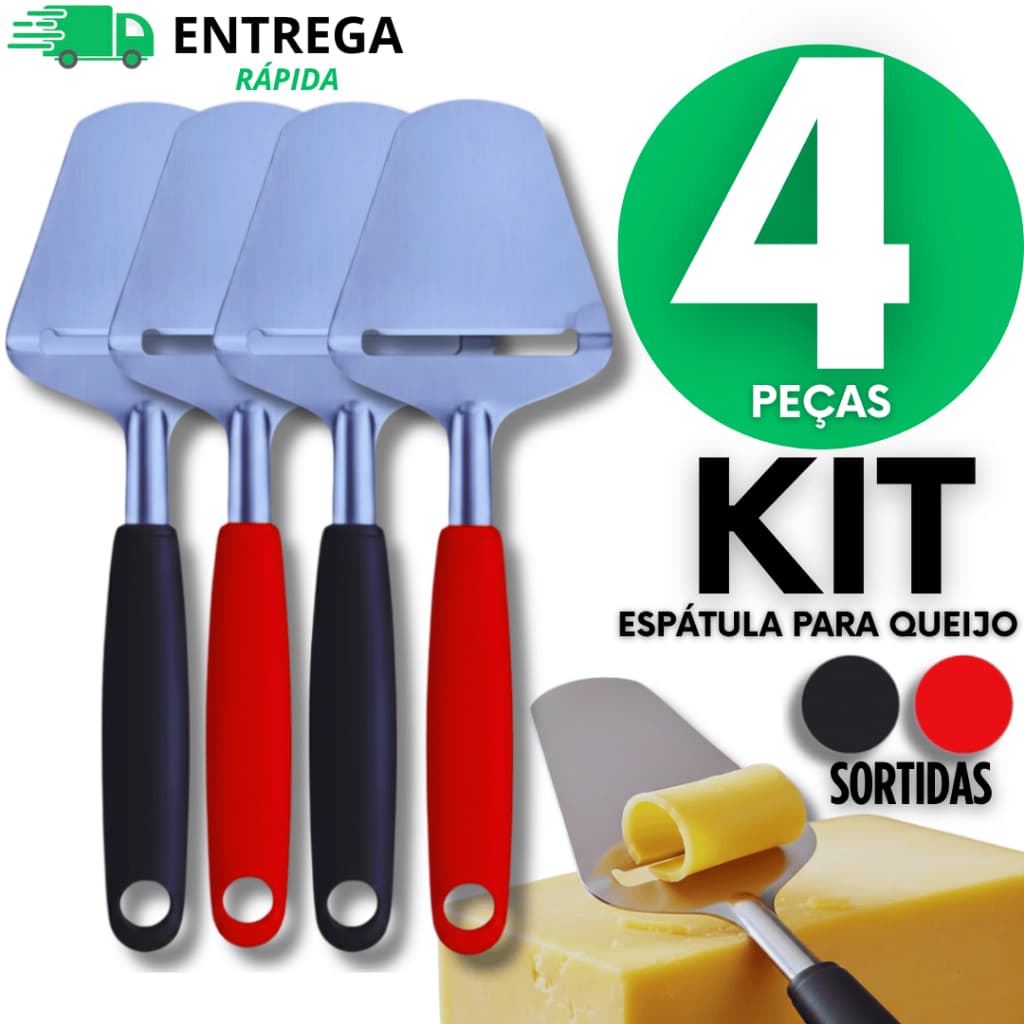 Kit 4 Espátula Para Queijo  Cabo de Plástico Resistência e Durabilidade Ideal Para sua Cozinha multifuncional