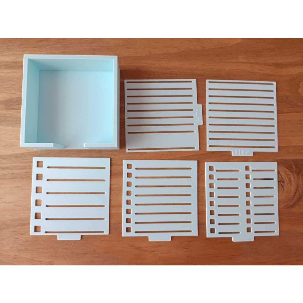 Porta Post it com gabaritos- réguas - Porta Bloco de Notas - AZUL CLARO