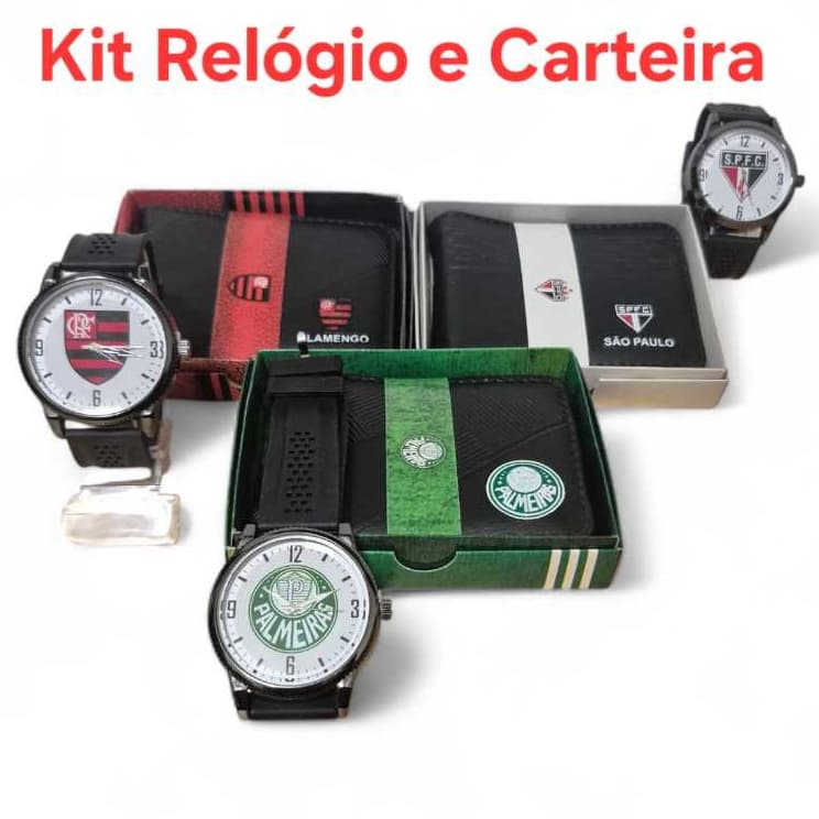 Kit Relógio Masculino e Carteira Masculina