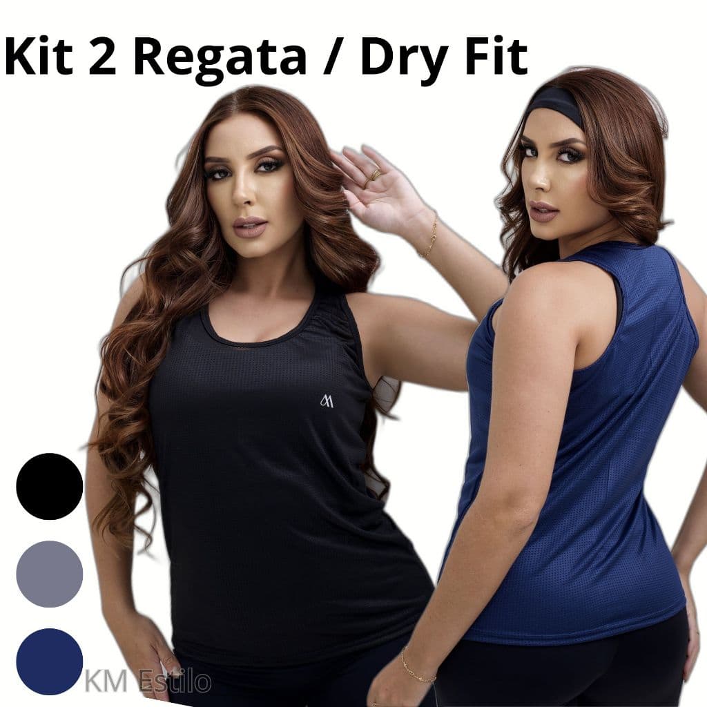 Kit 2 Regata Lisas Dry Fit Costas Nadador Academia Esportivo Fitness