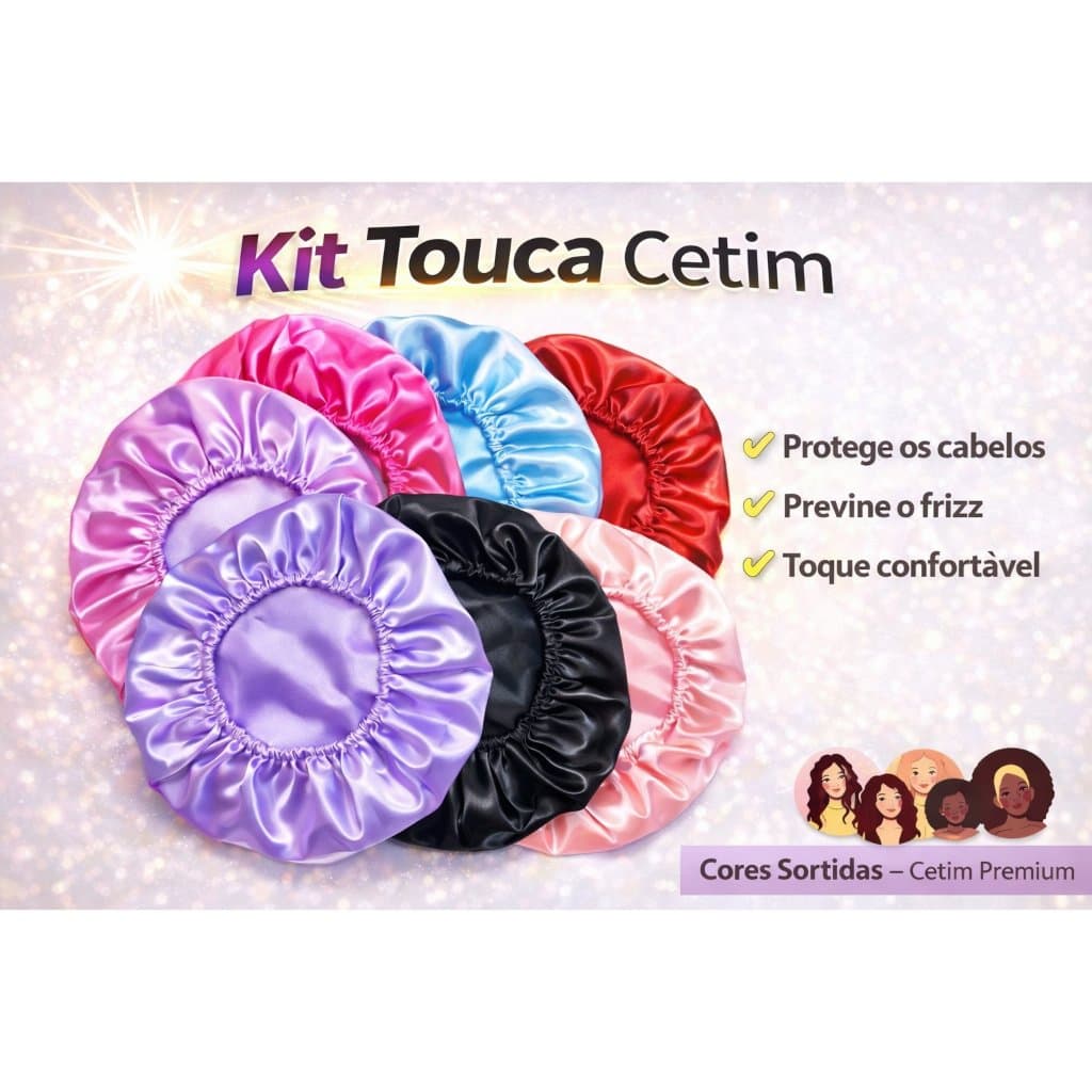 Touca de Cetim Sortida | Antifrizz, Lembrancinha, Maquiagem,Protege Cabelos Crespo,Cacheados e Lisos
